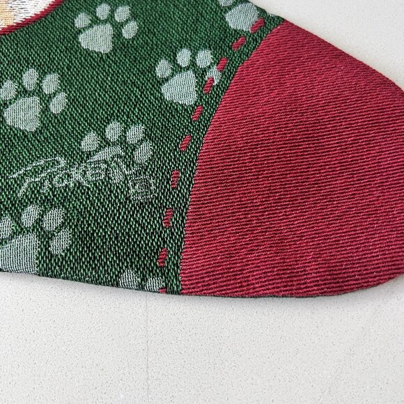Linda Picken Christmas Holiday Stocking Dog Boxer in Santa Hat 12x20” Vintage - Picture 3 of 5